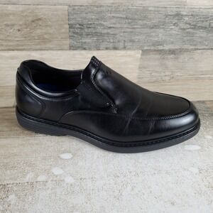 Nunn Bush Wade Mens Work Shoe Sz 9.5 W Black Slip Resistant Slip On Moccasin Toe